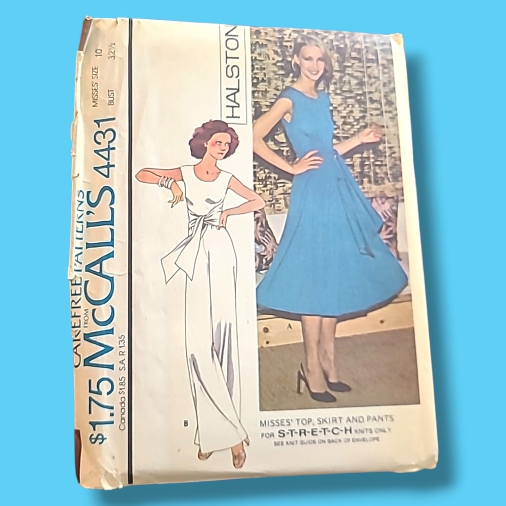Vintage McCalls 4431 Halston Sewing Pattern Uncutโ FF Misses 10 Pants Skirt